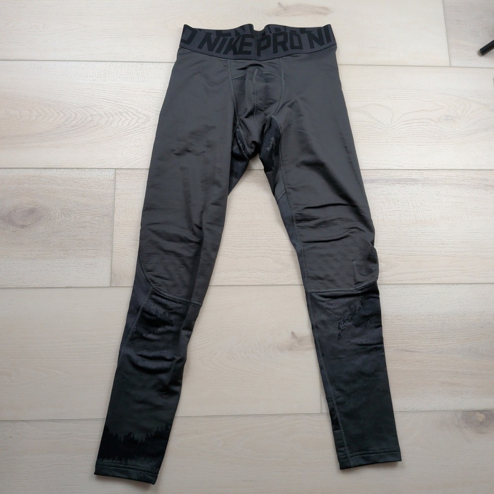 Nike Pro Hyperwarm Compression Tights Mens M Gray Training Leggings 801986-060